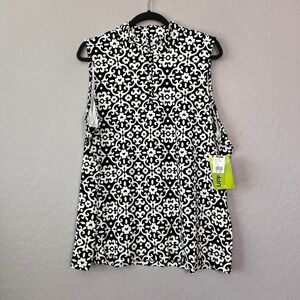 NWT Anthony's Resort Wear 1X Top Black White Geometric QuarterZip UPF Sleeveless